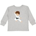 thumbnail image 3 of Inktastic Cute Boy, Brown Hair, Black Belt, Karate Pose Boys Long Sleeve Toddler T-Shirt, 3 of 5