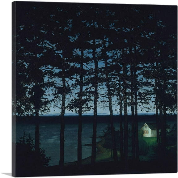 ARTCANVAS Fisherman's Cottage 1906 Canvas Art Print by Harald Sohlberg - Size: 18" x 18" (0.75" Deep)