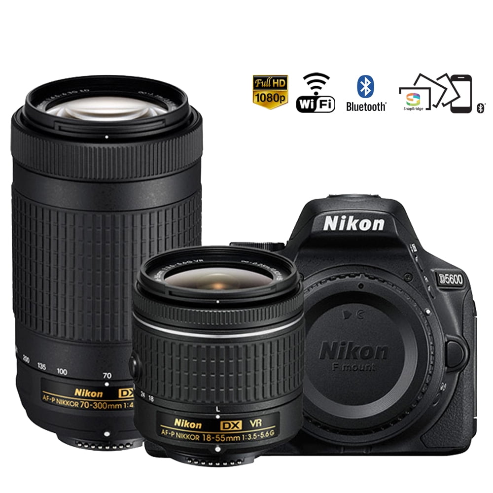 Nikon D5600 24.2MP DSLR Camera 1855mm VR & 70300mm ED Lens (1580B