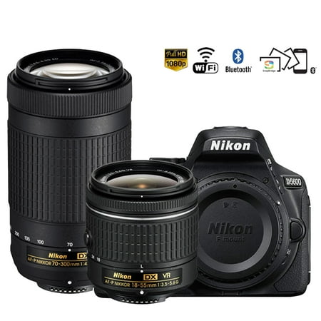 Restored Nikon D5600 24.2MP DSLR Camera 18-55mm VR & 70-300mm ED Lens (1580B) (Refurbished)