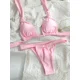 thumbnail image 5 of Bikini blanco liso con tirantes para mujer, traje de baño con cuello Halter, Push Up, cintura baja, 2024, 5 of 5