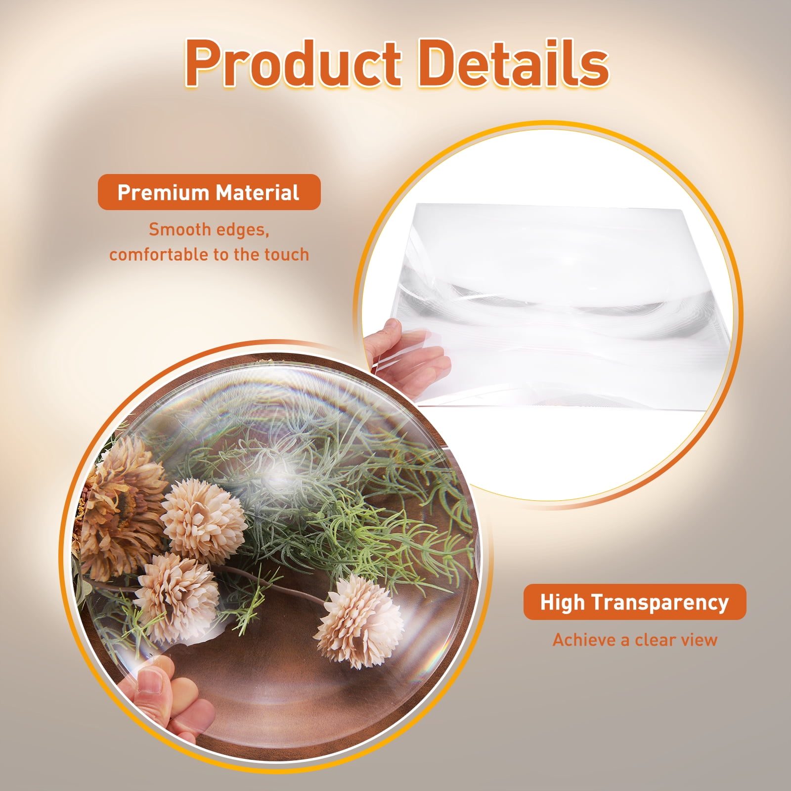 Uxcell Fresnel Lens, 300mm Length Acrylic Lens Solar Focal Length 300mm Magnifier Glass for Solar Heating Small Magnifier Physics Teaching, Transparent