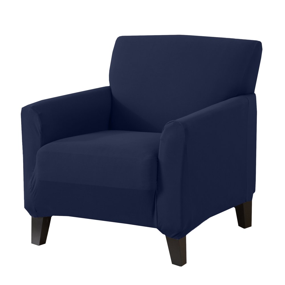 Great Bay Home 1Piece Jersey Knit Armchair Stretch Slipcover, Navy