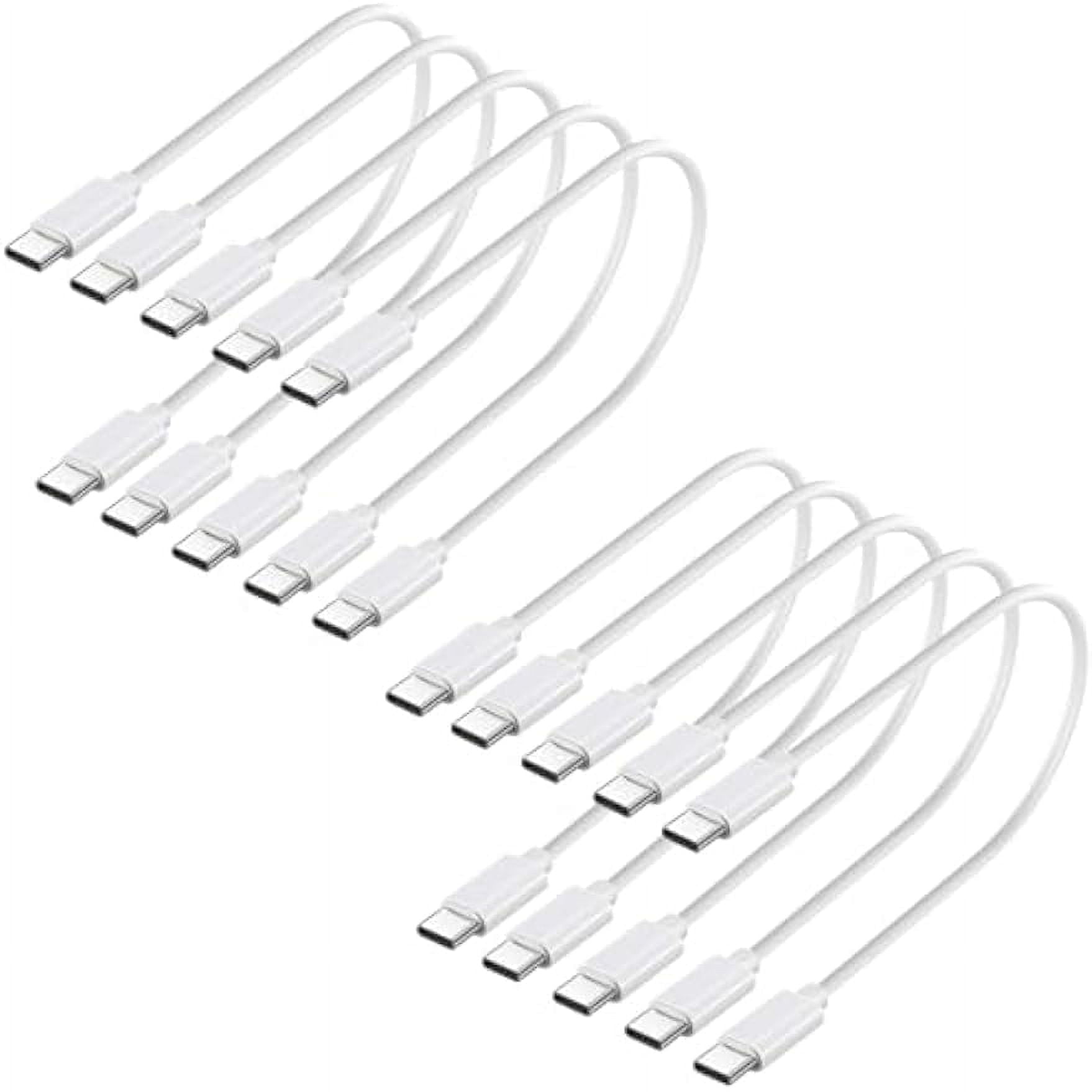 ZGDong 10-Pack USB C Charger Cable, Multipack 60W Fast Charge USB-C to Type C Charging Cords, 1ft Bulk Short Wires, White