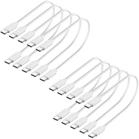 ZGDong 10-Pack USB C Charger Cable, Multipack 60W Fast Charge USB-C to Type C Charging Cords, 1ft Bulk Short Wires, White