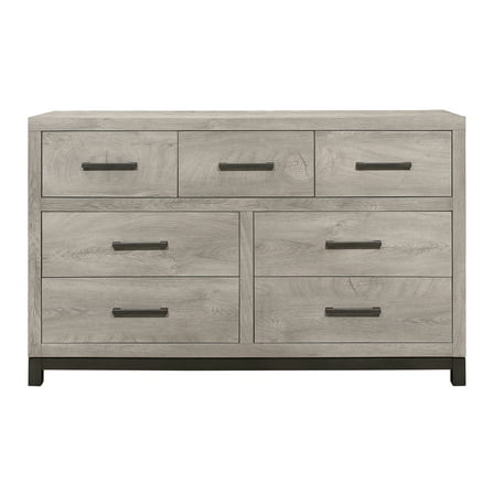 7-Drawer Dresser, Gray Finish, Premium Melamine & Wood, Bedroom Furniture