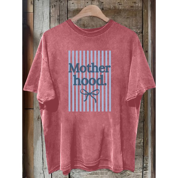mom graphic print round neck short sleeves casual everyday washed t shirt top