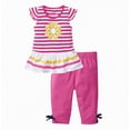 thumbnail image 2 of Kaprioy Girls Summer Outfits Flower Graphic Tops Casual Striped Tshirt Flying Short Sleeves Shirts Capri Pant Set Playwear, 2 of 5