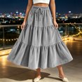 thumbnail image 5 of Ihhxva Pleated Skirt for Women Velvet Tiered Long Drawstring Maxi Elastic Waist Winter Holiday Gathering S-2XL, 5 of 9