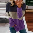 thumbnail image 2 of UAMVSH Oversized Sweatshirts for Women Casual Long Sleeve Crew Neck Pullover Tops Loose Fit Color Block Trendy Fall Shirts(X-Large,Purple), 2 of 5