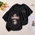 thumbnail image 2 of Girl Tops Casual Short Sleeved T Shirt Cartoon Print Crewneck Comfortable Baby Girls' Tees Black 8 Years-9 Years, 2 of 4