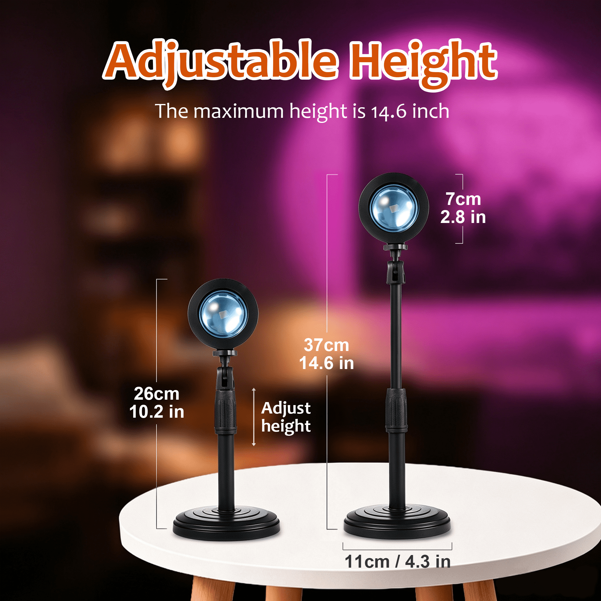 richgv Sunset Lamp Projection with 16 Colors Rotatable LED Light