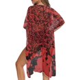thumbnail image 3 of HELLHERO Black Roses Splatter Effect Long Kimono Swimsuit Cover Up Breathable High Quality Fabrics Short Sleeve Long Swimsuit Cover ups, 3 of 4