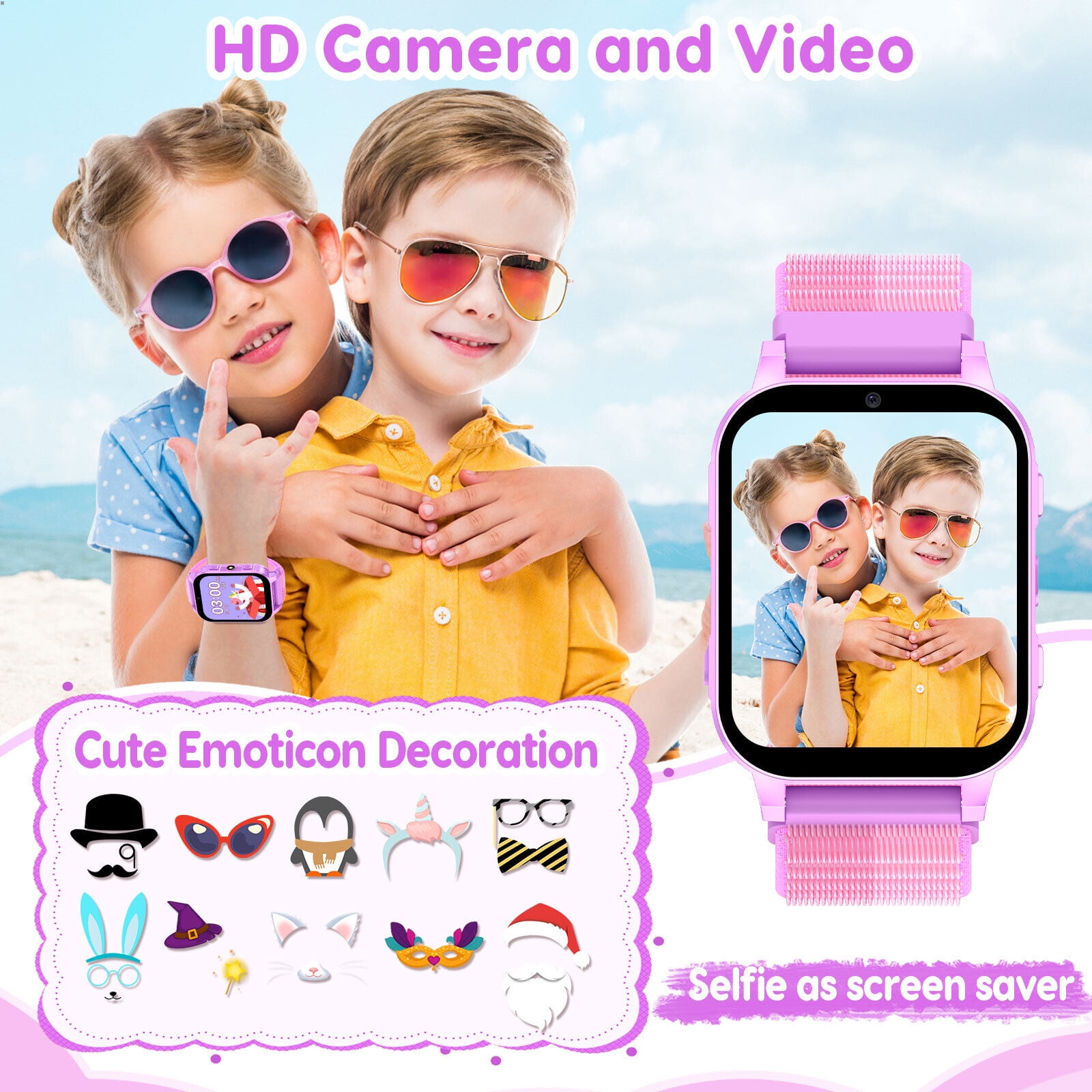 TOPCHANCES Kids Smart Watch for Boys Girls, Touch Screen Smartwatch with 30 Games, 140 Learning Cards, Storytelling, Camera, Video, Music Player, Pedometer (Purple)