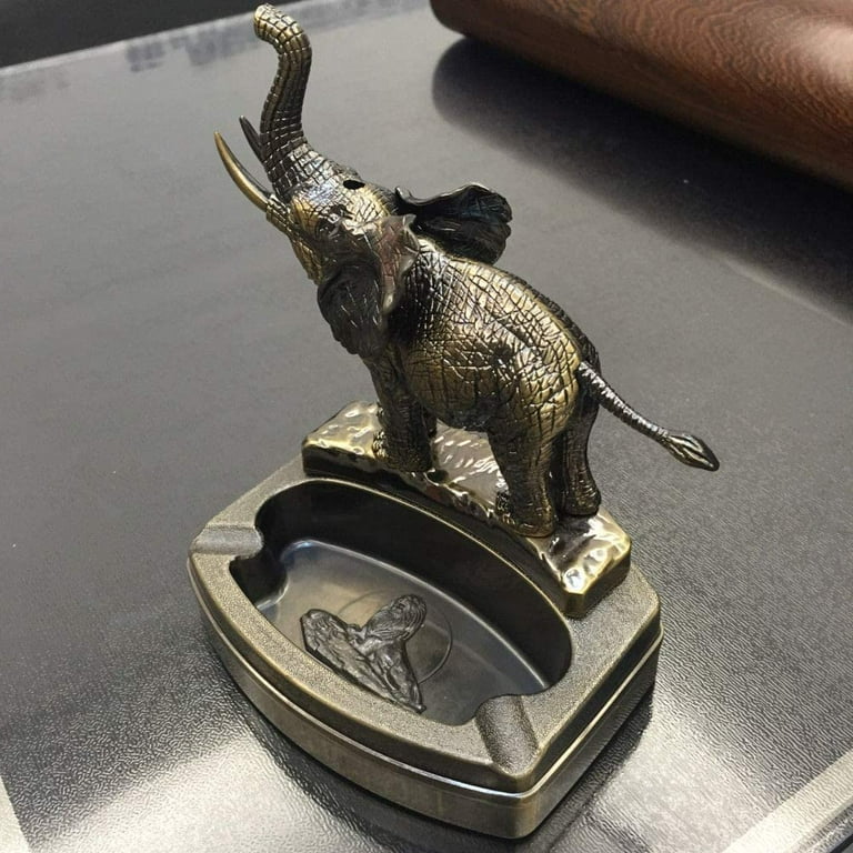 elephant cigarette lighter Piioket Elephant Shaped Cigarette Cigar Lighter Refillable Butane Gas  Normal Flame Lighter with Ashtray Ash Tray