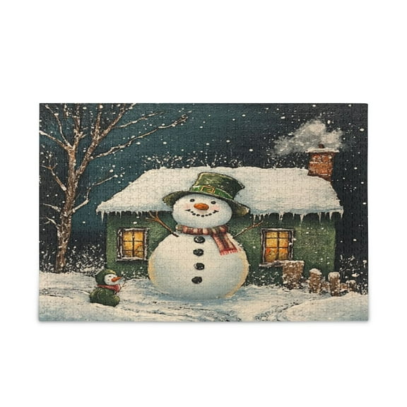WOBOGO Winter Snowman Puzzle Challenge 500 Piece Jigsaw Suitable for Game Night Finished Size 20.5 x 14.9in