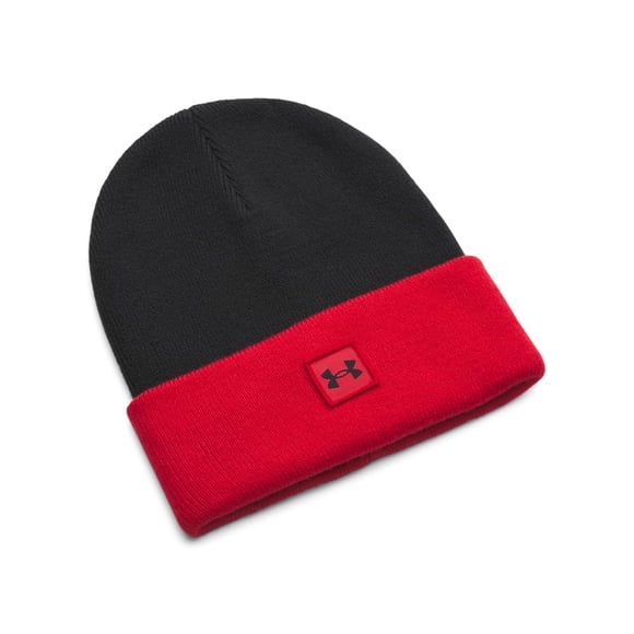 Brazalete Beanie Under Armour Halftime para hombre, talla única, negro/rojo