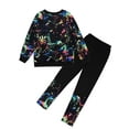 thumbnail image 3 of GYRATEDREAM Girls Clothes Leopard Patchwork Sweatshirt Elastic Waist Sweatpants with Pockets 2PCs Girls' Clothing Sets 6-14T, 3 of 8