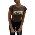 thumbnail image 4 of Txlixc Blusa recortada de manga corta de cuello redondo para mujeres, camiseta corta delgada impresa en letras sexy Txlixc moda, 4 of 8