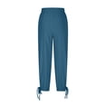 thumbnail image 4 of Wutalume Women's Casual Wide Leg Pants, Solid Color with Side Tie, Cropped Comfy Pants with Pockets, High Waisted,Perfect for Summer Outings,Royal Blue L, 4 of 7