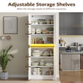 thumbnail image 6 of 71" Tall Kitchen Pantry, Pantry Storage Cabinet with High Gloss Doors, Modern Buffet Hutch Cabinet with Led Light and Adjustable Shelves for Dining Room, Living Room, White, 6 of 9