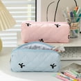 thumbnail image 5 of Bow Shaped Large Capacity Cosmetic Bag for Students - Stylish Floral Design Portable Storage Solution for Desk, 5 of 6