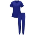 thumbnail image 3 of Busydd Scrubs for Women Set Short Sleeve Round Neck Zipper Scrubs Tops Jogger Scrub Pants for Women Casual Stretch Solid Color Nursing Uniform Workwear with Pockets, 3 of 3