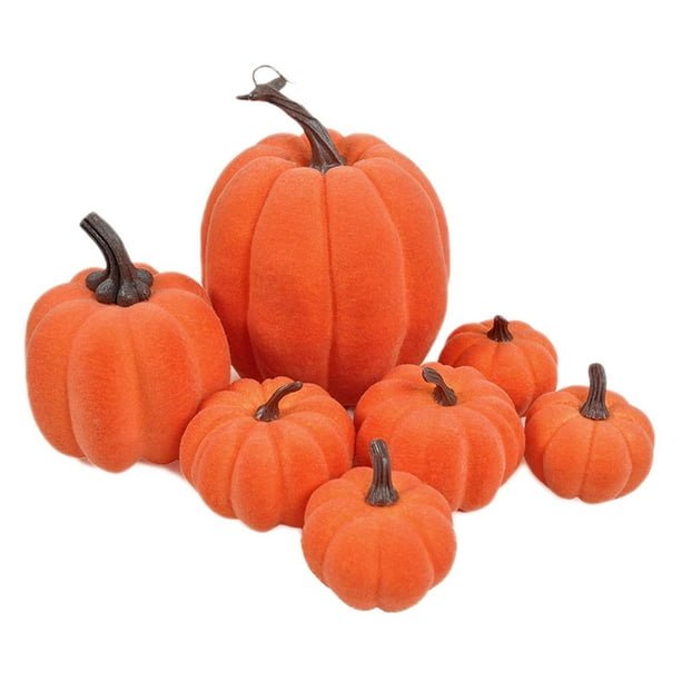 7 piezas de calabazas artificiales para decoración del hogar de Halloween, modelo de fruta decorativa de Acción de Gracias, calabazas falsas para fest naranja