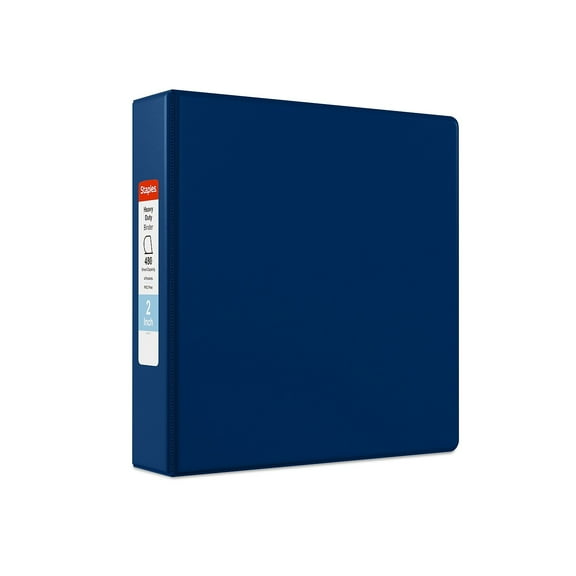 Staples Heavy Duty 2" 3-Ring Non-View Binder Blue (24655) 82692