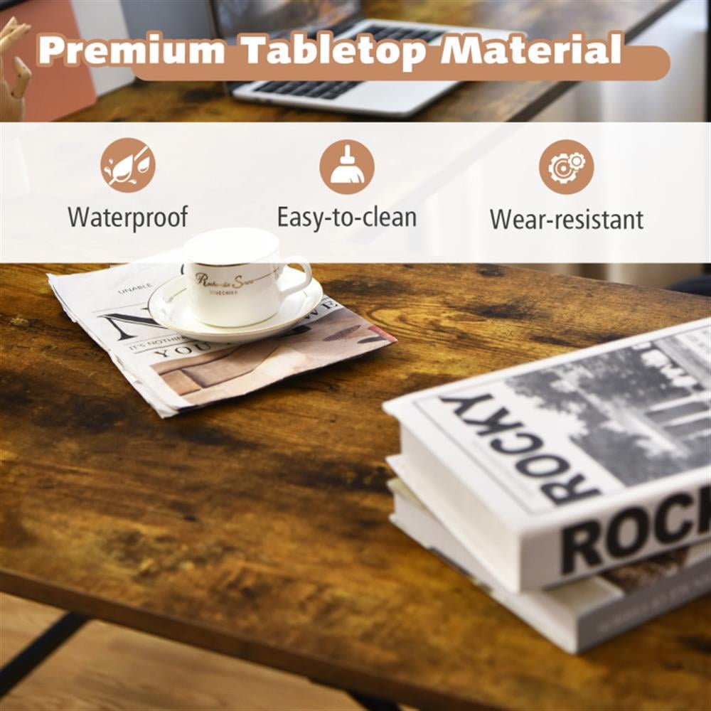 Demi Bonn 5.5" L-shaped Computer Desk with Bookshelf, Small Home Office Desk Study Writing Table, Brown