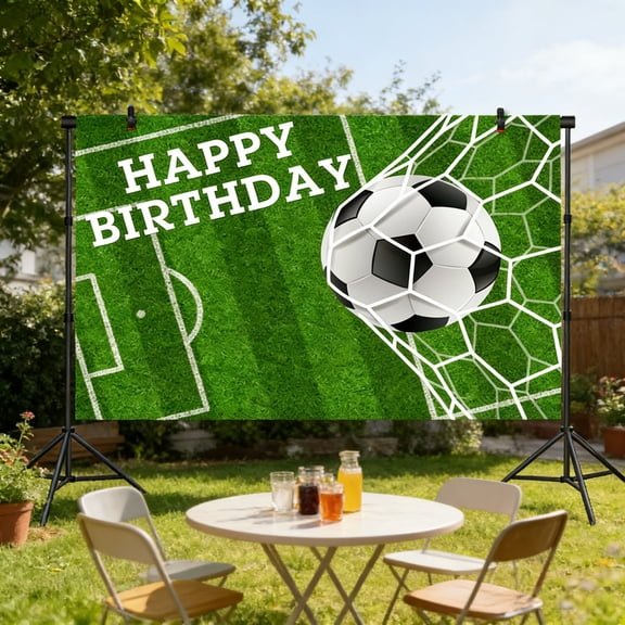 Soccer Backdrops, Football Party Decorations, 50 x 27.6 in Background Curtain Banner, Sports Theme Event Wall Decor for Birthday Photo Booth and Celebrations