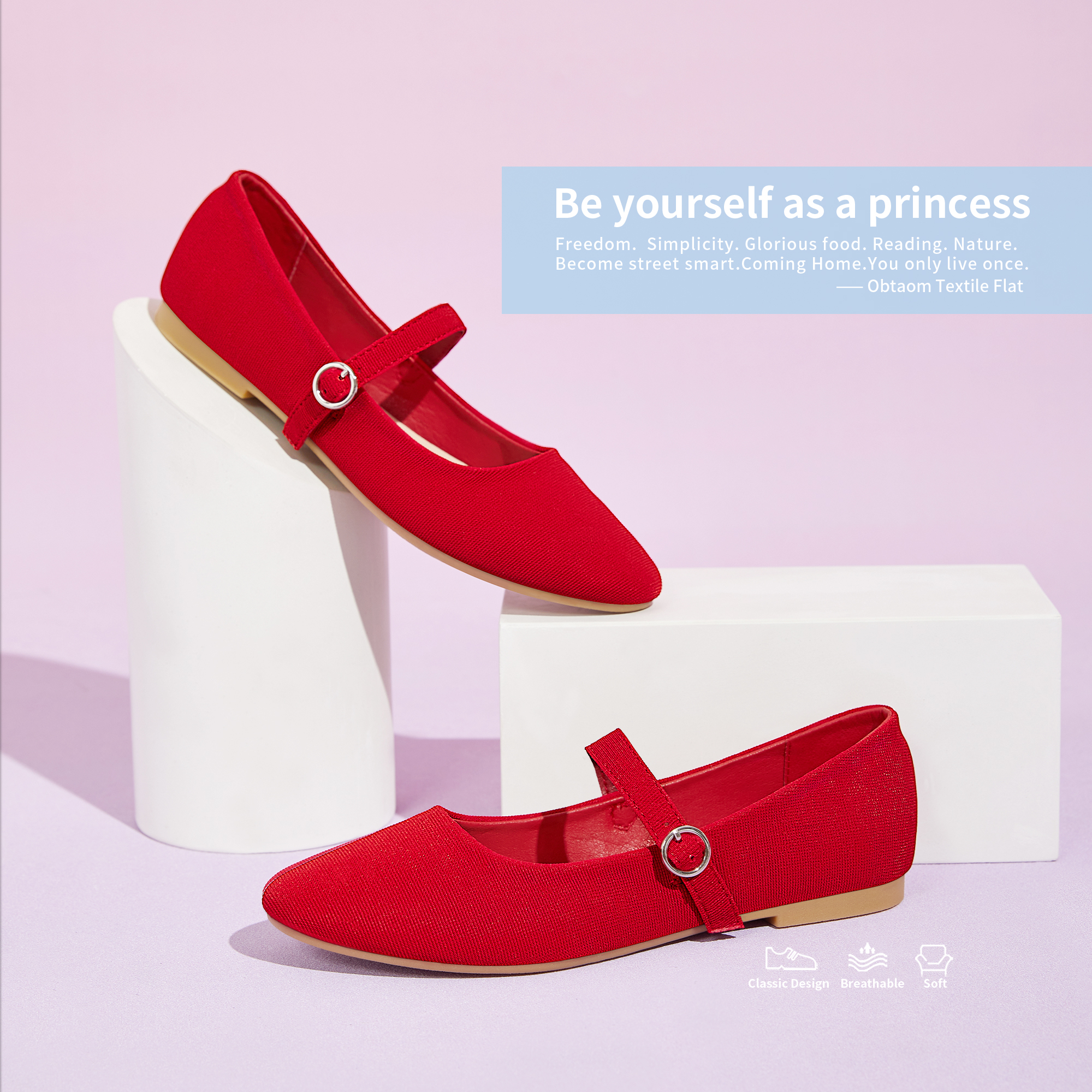Obtaom Women's Mary Jane Round Toe Ballet Flats photo 6