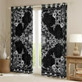 thumbnail image 2 of Manfei Retro Damask Flower Curtains Pack of 2 (42x84 Each),Vintage Floral Curtains Blackout,Black White Bedroom Curtains For Boys,Microfiber Bedroom Decor, 2 of 6