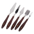 thumbnail image 3 of 5pcs Stainless Steel Oil Painting Spatula Set with Wooden Handle (Reddish Brown), 3 of 3
