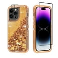 thumbnail image 1 of NIFFPD iPhone 14 Pro with Screen Protector + Camera Lens Protector, Bling Glitter Quicksand Sparkle Clear & Shockproof Protective Cover iPhone 14 Pro 6.1" Rose+Gold, 1 of 6
