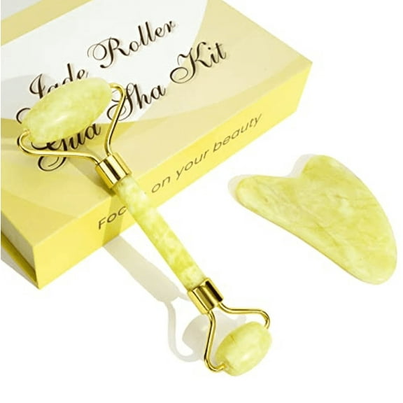 Gift Box 100% Natural Quartz Roller and Gua Sha Set Face Roller for Face Facial Massage Skin Care Tools