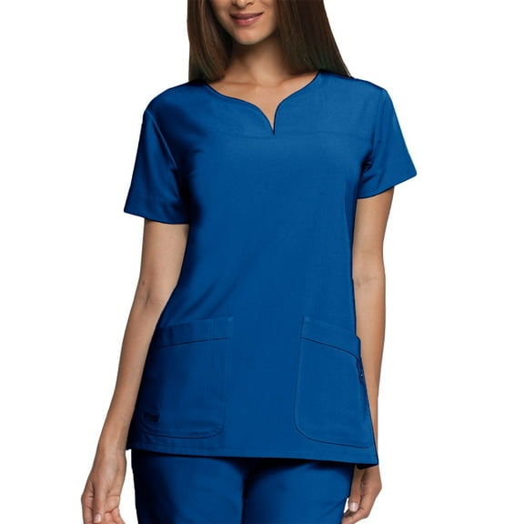 Grey's Anatomy Signature Womens 2121 Notch Neck Top-Royal Blue-XS