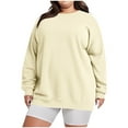 thumbnail image 2 of Guzom Womens Plus Size Oversized Crew Neck Sweatshirt - Beige 100% Polyester, Sizes L-XXXXXL,Size XL, 2 of 6