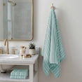 thumbnail image 4 of Mainstays Basic Striped Bath Towel, Soft 100% Cotton and Highly Absorbent Bath Towel, Aqua, 4 of 5