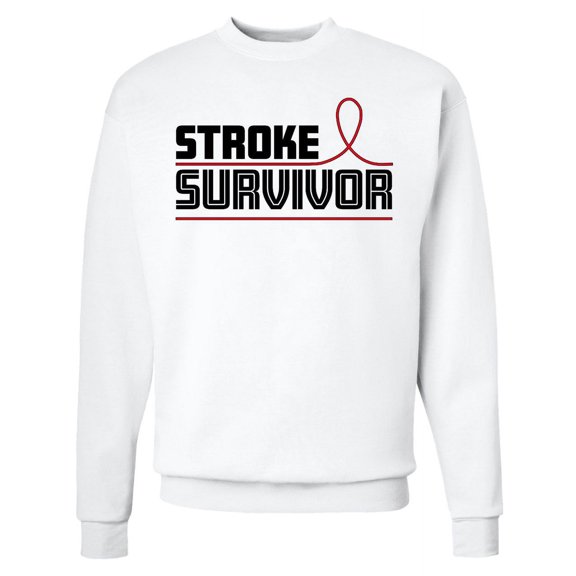 Inktastic Stroke Survivor Red Ribbon Awareness Adult Sweatshirt