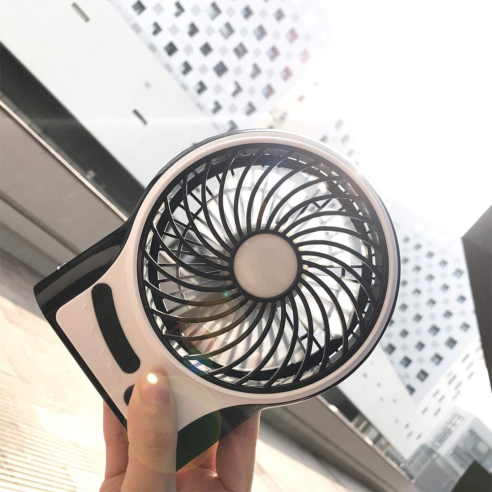 Suitable for Outdoor Mini-Size Enhanced Wind LSSB Portable Desk Fan with 1500 MA Battery Travel 3-Speed Personal Hand-held Fan Office Battery-Powered Or USB-Powered Fast Charging Mute Home