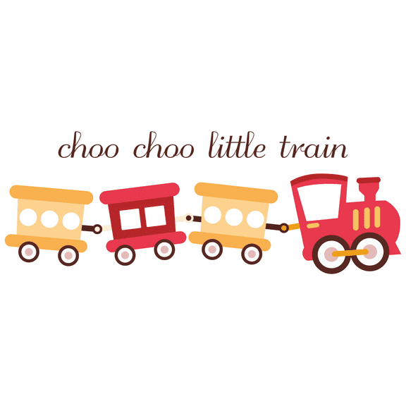Vinyl Multicolored Children's Toy Train Adhesive Home Kids Bedroom Wall Decoration - 20" x 53" Kids Playroom Choo Choo Little Train Lettering Art Wall Decal Sticker