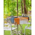thumbnail image 3 of Fsddascl Burnt Orange Grey Outdoor Tablecloth - 54 Inch Round Dining Table Cover, Modern Oil Painting White Geometric Waterproof Outdoor Table Cloth with Umbrella Hole & Zipper for Picnic/Patio, 3 of 7