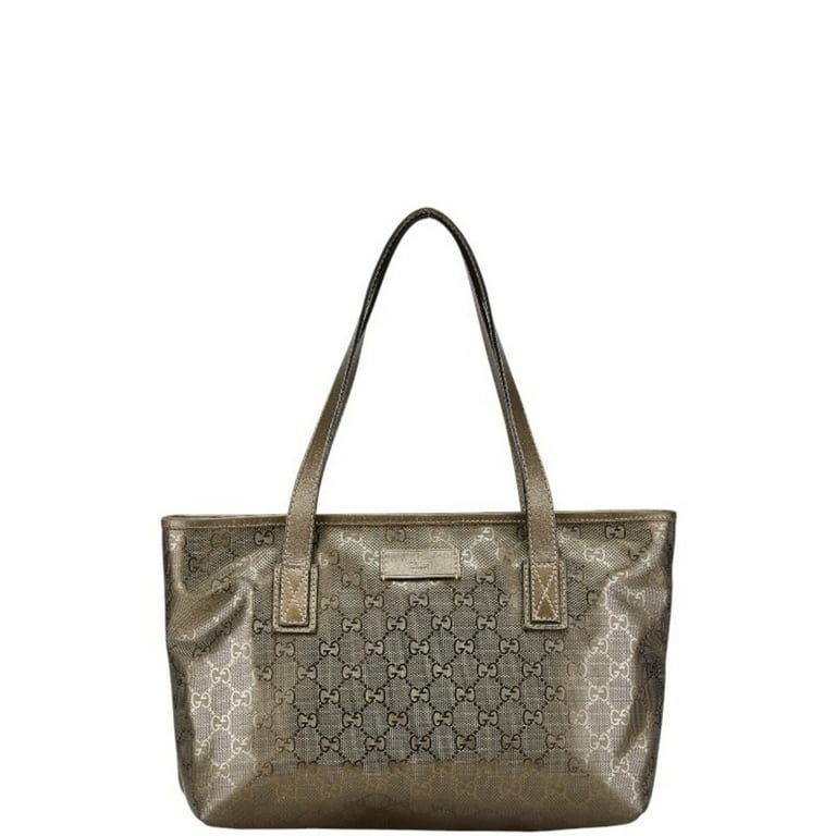 Pre-Owned Gucci GG Imprime Tote Bag Handbag 211138 Metallic Khaki