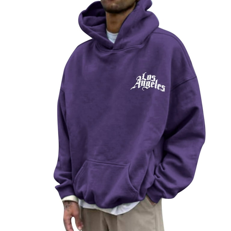 Mens Hoodies Clearance Gifting Soft Fashion Black Hoodie Men Autumn And Winter Letter Printed Fleece Oversized Men s Sweatshirt Purple 3XL