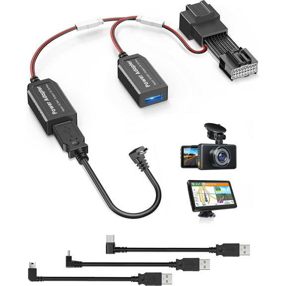 Dash Cam Power Adapter,(16P Type A) Fit Select Ford/Lincoln/Mazda,F150 Mustang MKZ MKC,Connect to Auto-Dimming Rearview Mirror,Power Adapter Charging Cable for Garmin Nuvi GPS Dashcam Mirror Camera