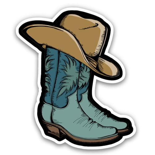 Western Cowboy Indian BOOTS 5 inches FUNNY Sticker Vinyl Decal boot #6 MINT 