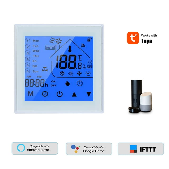 Contrôleur de Température Thermostat Intelligent Wi-Fi Écran LCD Programmable par Semaine pour Chauffage de l'Eau Contrôle par Application Tuya Compatible avec la Maison