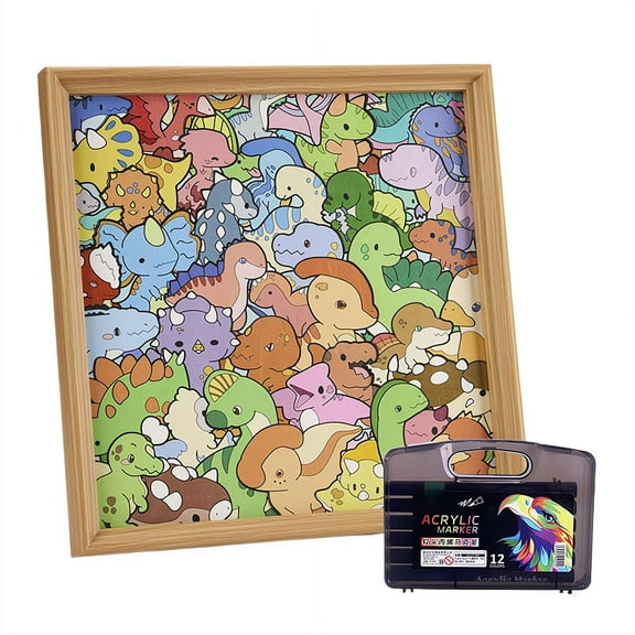 Wooden Coloring Puzzle, DIY Paintable Creative Cat Shaped Wood Jigsaw puzzles Photo Frame for home decor(Puzzle 12 Color)