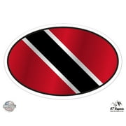 Trinidad and Tobago Flag Oval - 3" Vinyl Sticker - For Car Laptop I-Pad Phone Helmet Hard Hat - Waterproof Decal